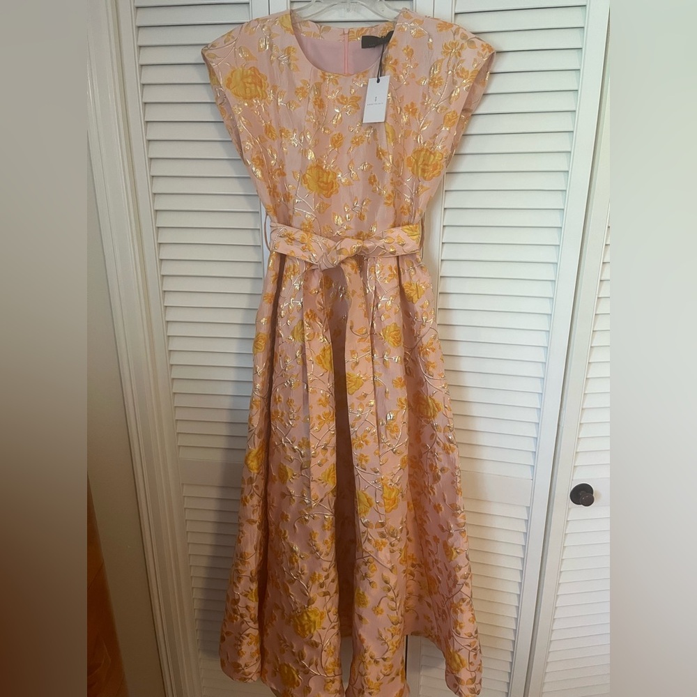 Abbey Glass full length formal gown - belt & pockets - size M - NWT